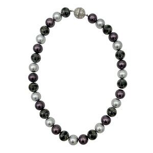 Premier Designs Multicolor Faux Pearl Necklace 14 inch Rhinestone Magnetic Clasp